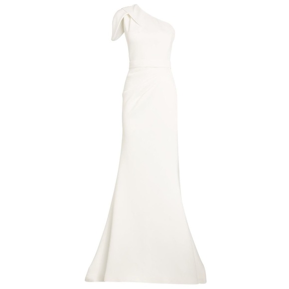 Jovani Women's White One Shoulder Side Pleat Fit Bodice Gown Dress Size 2 - Picture 5 of 8